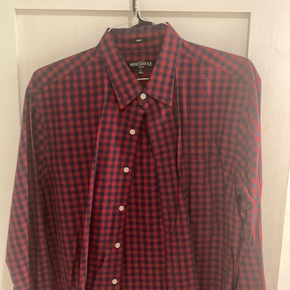 JCrew Large Red and Blue Gingham Button-down